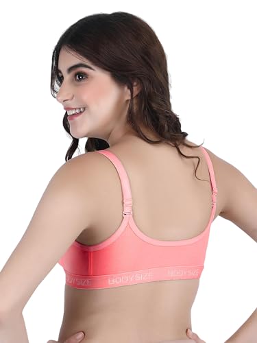 Image of BODYSIZE Cotton Front Open Bra for Women Daily Use | Non-Padded, Non-Wired | Sweat Absorbent Seamless Bra | Full Coverage Regular Wear | Twin Hook Adjuster (Cup Size: B)