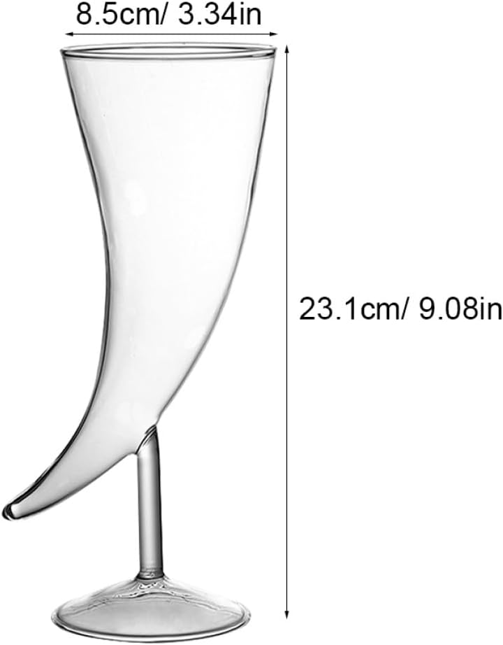 Creative Glass Croissant Wine Goblets 2pcs, Moon-shaped Cocktail Horn Glasses for Bar and Home Entertaining