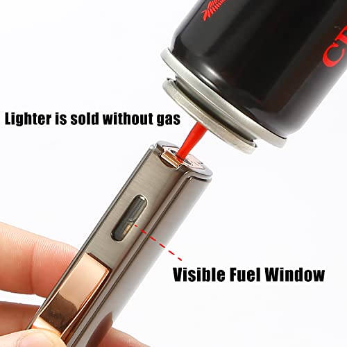 Futlidys 420 Carbon Steel Cutter And Lighter Gift Set, Triple Jet Flame Torch Lighter With Punoh, Refillable Windproof Butane Lighter With Visible Fuel Window, Mens Gifts, Grey(Sold Without Gas) #TOP3