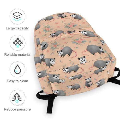 Sac à dos léger imprimé opossums perplexes polyvalent et mixte