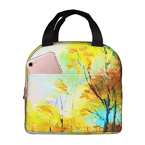 ランチバッグ 秋の森 人気 おしゃれ 軽量 保冷保温 男女兼用 通勤 通学