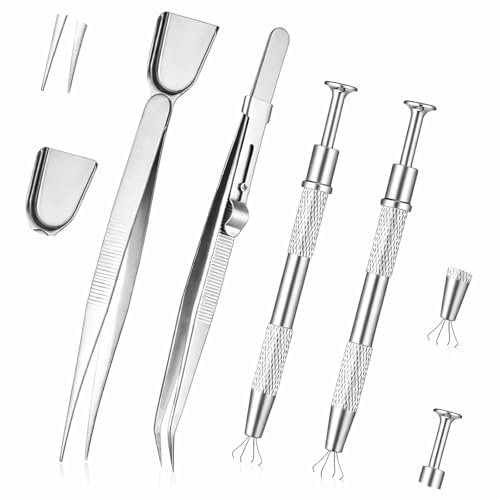 4Pcs Stainless Steel Cake Decoration Tools Set, 4 Claw Sprinkle Pen Pearl Grabber Cake Tweezers Pearl Sprinkle Spoon with Shovel Head for Cookie, Cupcake, and Dessert Artistry