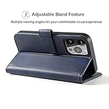LOLFZ Wallet Case for iPhone 13, Vintage Leather Book Case with Card Holder Kickstand Magnetic Closure Flip Case Cover for iPhone 13 - Blue - Image 3