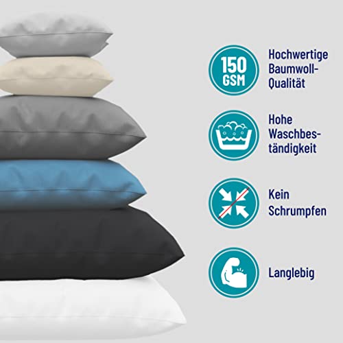 Kissenbezug 40 x 80 (Set mit 2) - 100% Jersey Baumwolle 150 g/qm Kissenbezüge -Anthrazit - Für Kissen 40 x 80 cm… – Bild 8