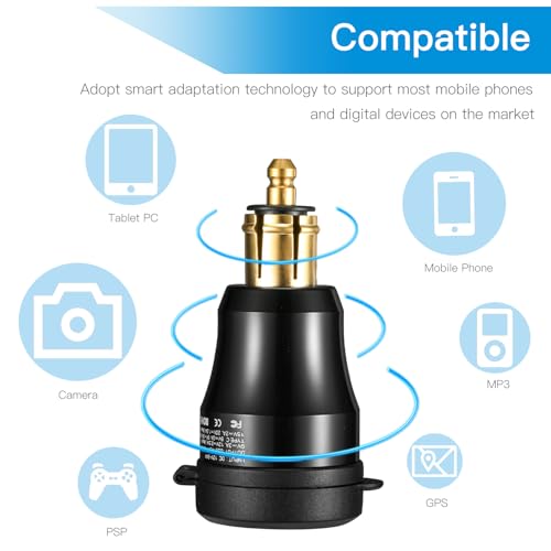 Image of Motorcycle Power Adapter DIN Hella Plug to QC 3.0 USB & Type C Charger Compatible with BMW Triumph Tiger Ducati Motorcycle
