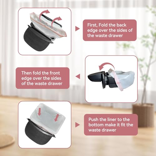 Leon&Visky Forro de caixa de areia com cordão, 50 unidades, compatível com Litter-Robot 4 e Litter-R