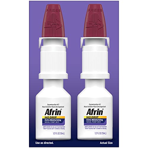 Afrin No Drip Extra Moisturizing Pump Nasal Mist Twin Pack, Nasal Relief Spray For Nose Congestion And Nasal Relief, 1 Fluid Ounce Total (0.5 Fl Oz Bottles) (Packaging May Vary) #TOP1