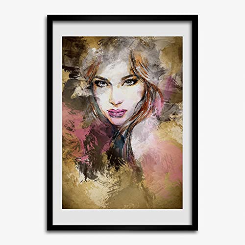 Peinture 50x70 cm avec cadre en bois MDF au design raffiné abstraction d'une femme