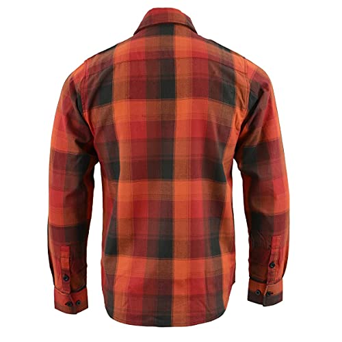 Milwaukee Leather MNG11641 Men's Flannel Plaid Shirt Orange with Red and Black Long Sleeve Cotton Button Down Shirt2