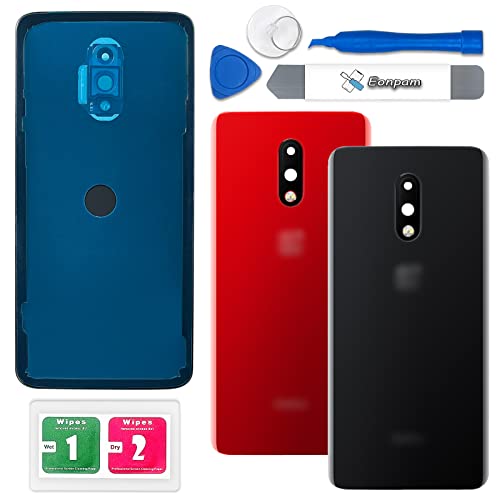 Eonpam Back Cover Glass for OnePlus 7 Rear Glass Replacement with Camera Lens + Repair Kit Genuine Rear Housing (Black)