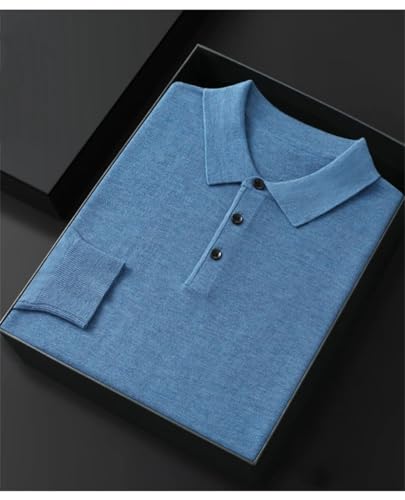 Rfmfkkg Men's Cashmere Sweater Turn-Down Collar Pullover Knitted Casual Loose Warm Soft Jumper3