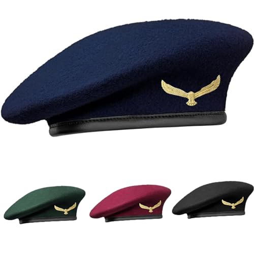 SILAK Traditional Army Style Cap with Metal Eagle Badge – Che Guevara Inspired, Woolen French Beret Hat for Men and Women (Blue)