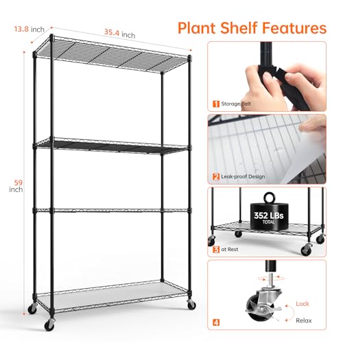 Bstrip Plant Shelf with Grow Lights, 4-Tier Grow Light Shelf with 30W T5 Full Spectrum Grow Lights, Plant Stand with Grow Light for Indoor Plants, Seed Starting, Seedlings(35.4" L x 13.8" W x 59" H) by Bstrip - Image 8