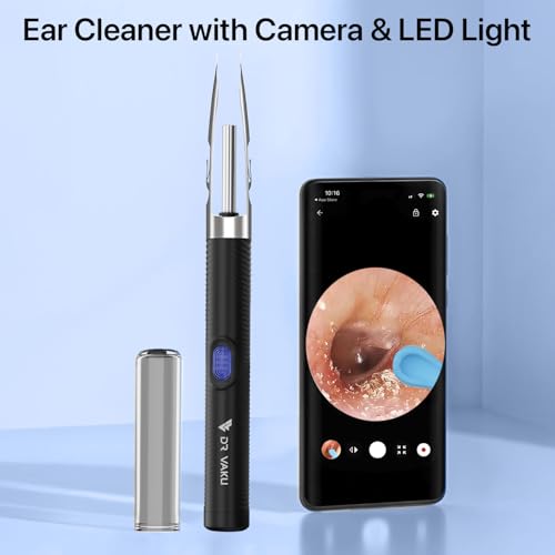 Image of DR VAKU CLENZIO PRO Earocam Earwax Removal Tool Kit with Forceps HD Camera Wifi Connection & 6 LED Lights Endoscope Tool Ear Cleaner for iOS & Android + 11 Silicone Tips Free- Black