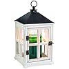 Candle Warmers Etc Wooden Farmhouse Candle Warmer Lantern for Top Down Candle Melting Aged White Wood–Flame Free Fragrance in Minutes Longer Lasting Candles