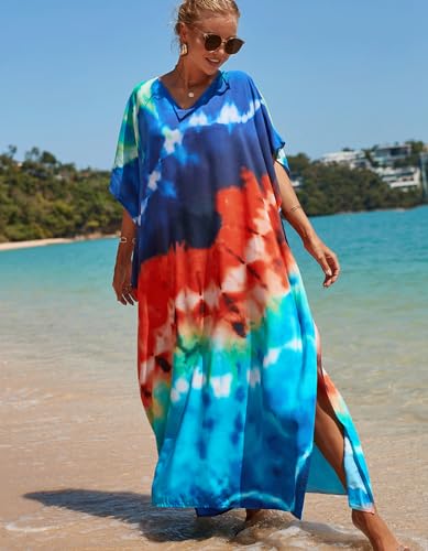 Image of NFVNKJ Women's Plus Size Beach Lounge Kaftan Maxi Dress Swimsuit Coverup for Women