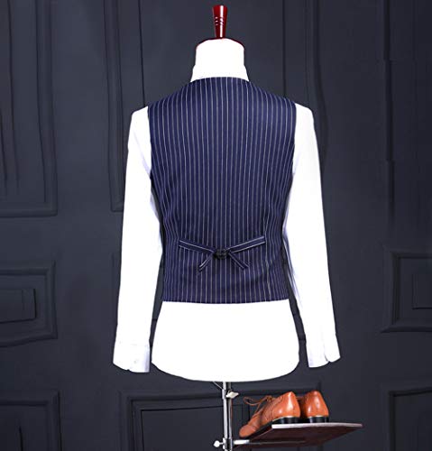Ceehuteey Mens Pinstripes Vest Slim Fit Classic Stripes Vest Wedding Groomsmen Waistcoat4