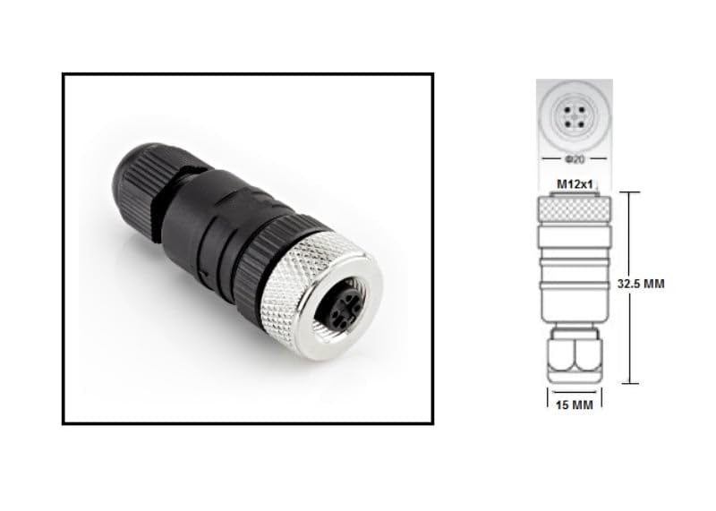 RADWELL RAD00313 4 Wire, Connector W/ PG7 Gland, Female Straight, Field Connector, M12
