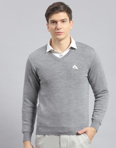 Image of Monte Carlo Shell Solid V Neck Pullover | Warm Woolen Pullover for Men | Soft Comfortable Knitted Winter Wear Sweater for Men's