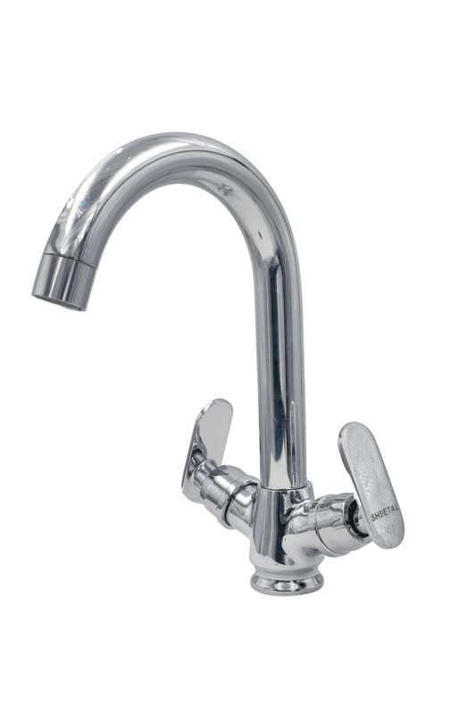 Sheetal Centre Hole Basin Mixer Tap - Lily Chrome Finish for Bathroom, Kitchen, Washbasin, Sink tap Faucets – 10 Years Warranty – Faucet in Office and Home Fittings with Solid Brass Construction