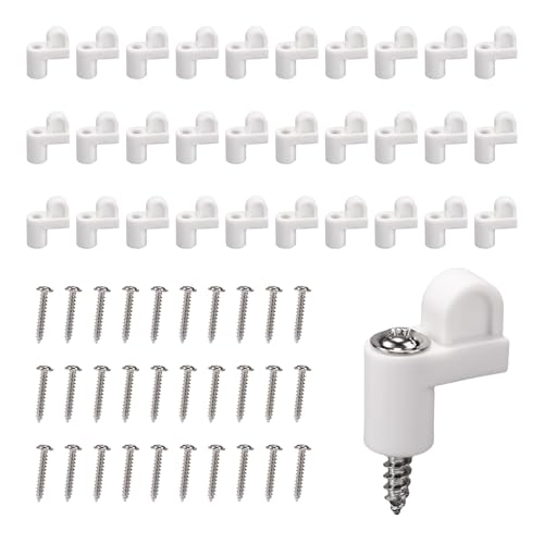 30pcs 3/8in Window Screen Clips, Nylon Offset Window Frame Corner Fastener with 30 Screws Winter Protective Shield Repair Kit Storm Panels & Hurricane Screen Door Retainer Tab Clips Tool Parts (White)