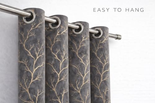 Image of Velvet 11 Feet Blackout Curtain Panels, 70% Light-Blocking Heavy Thermal Insulated Drapes Set of 1 (335 * 121cm, Grey)