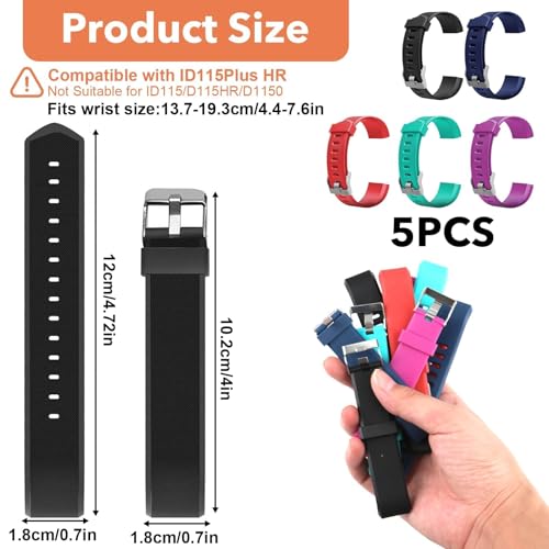 hoeslaw Watch Bands Replacement for ID115plus HR, Very Fit Pro Activity Fitness Tracker Wrist Bands Set, Multicolor Veryfitpro Smart Watch Strap Replacements
