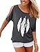 Produktbild YIPINEU Damen Sommer T-Shirt Kurzarm Feder Schulterfrei Bluse Casual Tops Lose T-Shirt,Grau,XL