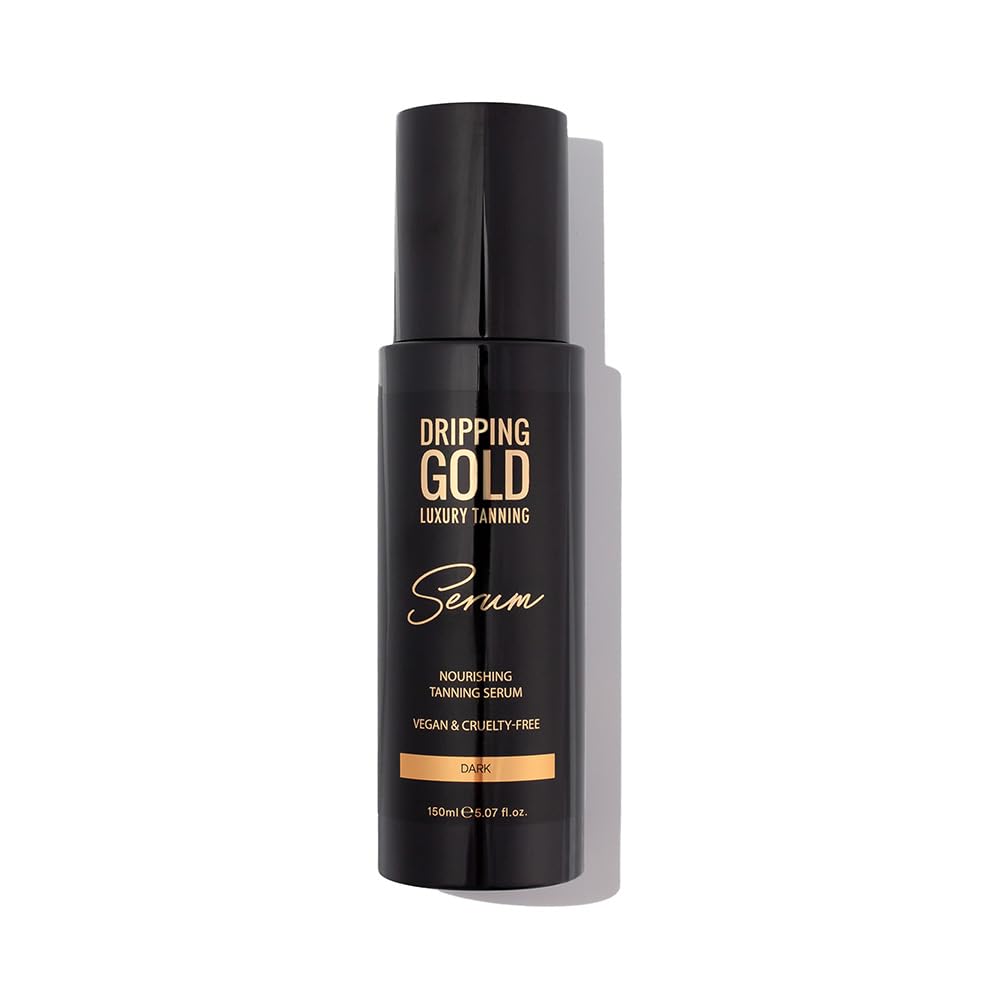 Dripping Gold Luxury Tanning Serum, Hydrating Self-Tanner with Squalane, Rosehip & Hyaluronic Acid, Streak-Free