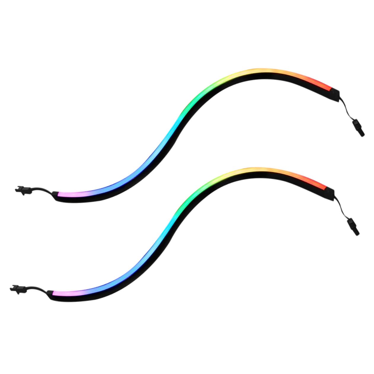 DOITOOL Barre Lumineuse Rvb 400mm pour Boîtier Pc, 2 Pièces, Abs Noir, Autocollants Adhésifs, Installation Intérieure, Décoration Élégante
