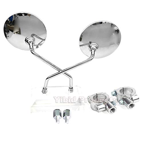 Yibid Universal Chrome 4" Round Motorcycle Bicycle Rearview Mirrors,with 7/8" Handlebar Mount for Honda Kawasaki Shadow Custom Suzuki Cruiser Hyosung Kymco Victory Vulcan Street Sports Dirt Bikes