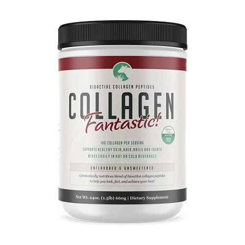 Collagen Fantastic! 24 oz - Bioactive Type I and III New Zealand Grass Fed Collagen Peptides, Vital for Healthy Skin, Hair & Nails; Supports Joint & Bone Health - Unflavored - 60 Servings - 1.5lbs.