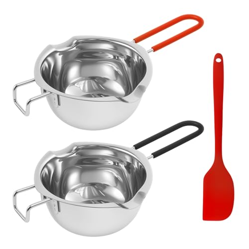 ZFLYCANP 2 Pcs Stainless Steel Double Boiler Pot, 480ml Double Boiler with Heat Resistant Handle for Melting Chocolate, Candy and Candle Making