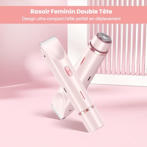 Épilateur Bikini Femme Bikini- Rasoir Électrique Double Tête, IPX7 Étanche, Rechargeable, Utilisation Sèche/Humide pour Corps, Visage & Zones Délicates – vue 3