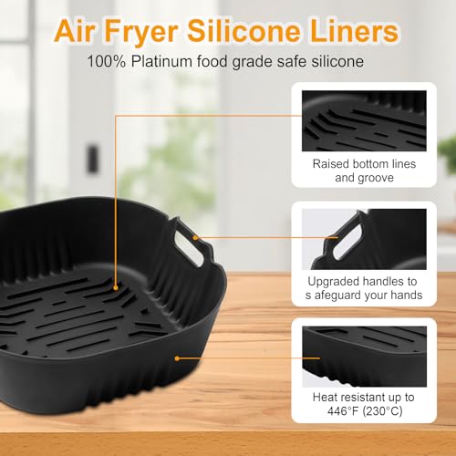 Image of Silicone Heat Resistant Mat for Ninja Crispi,2Pc Silicone Air Fryer Liners for Ninja Crispi 4-QT&6-Cup Container Compatible with FN101GY /FN101SG /FN101ST,Reusable Air Fryer Accessories for Ninja Crispi