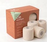 Pack 4 Bende Coesive Autoadesive 5cm x 5m | 100% Biodegradabile & Ecologico | Benda Elastica per Sport, Crossfit, Fisioterapia e Bendaggi Medici | ECOGRIP Pro