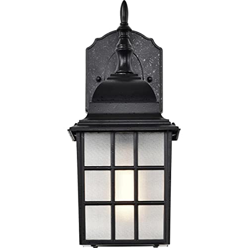 Nuvo Lighting 60/4906 Adams One Light Wall Lantern/Arm Down 100 Watt A19 Max. Frosted Glass Textured Black Outdoor Fixture #TOP25