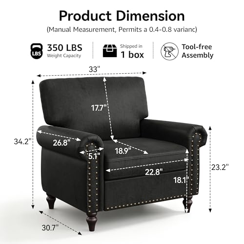 Image of Nailhead Trim Accent Chairs Set of 2,Faux Leahter Mid Century Modern Living Room Arm Chairs,Comfy Bedroom Reading Chair for Adults,Cozy Single Sofa Corner Side Room Chair,Black