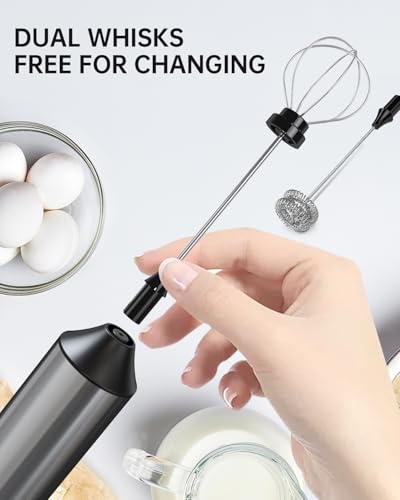 CIRCLE JOY Powerful Milk Frother Handheld with 3-Speed, Coffee Frother Wand Rechargeable Mini Drink Mixer with 2 Stainless Steel Whisk for Matcha, Hot Chocolate, Cappuccino,& Egg Mini Frother - Thumbnail 3