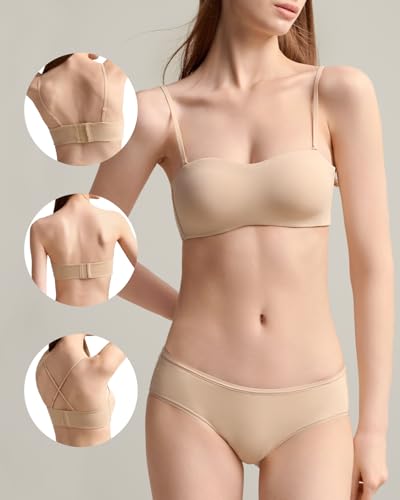 Image of Organic Cotton Strapless Bra for Women Padded Bra for Small Breasted Women