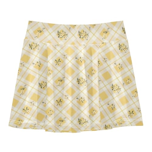 Gingham Girls Athletic Skirts with Shorts Flowy Skort for Little Girl Cheer Skirt with Pockets 4-12Y3