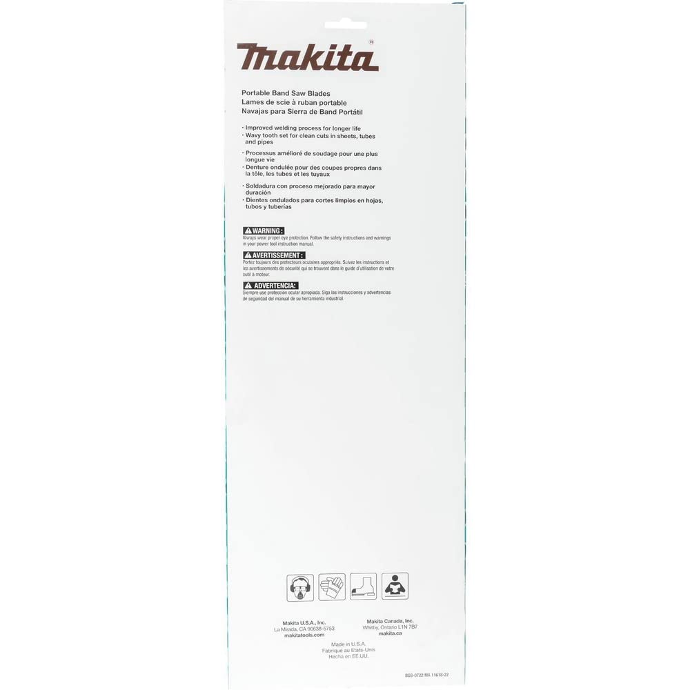 Makita T-05608 - Hoja de sierra de cinta portátil bimetálica, 18 TPI, 44-7/8 pulgadas, 3 unidades
