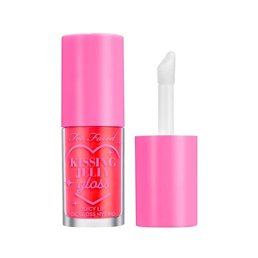 Too Faced Kissing Jelly Lip Oil Gloss, Sunflower and Jojoba Oils, 0.15 fl. oz. Extreme Hydrating Plumping Lip Gloss
