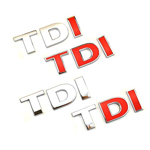 PT-Decors Carta de Plata 3D Rojo TDI símbolo del Emblema del Coche de la Insignia Etiqueta para el Coche Auto de la Ventana Lateral Defensas Parachoques de Arranque del Tronco Exterior de la Etiqueta
