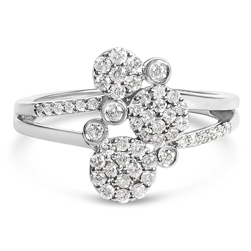Haus of Brilliance .925 Sterling Silver 1/2 Cttw Diamond Scatter Composite Bypass Ring (I-J Color, I1-I2 Clarity) - Size 10