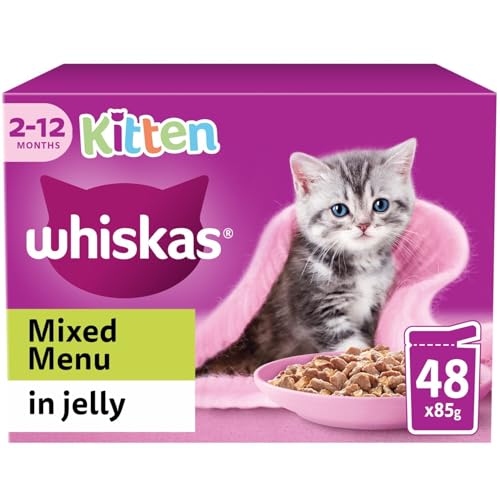 Whiskas 2-12months Kitten Wet Cat Food Pouches Mixed Menu in Jell...