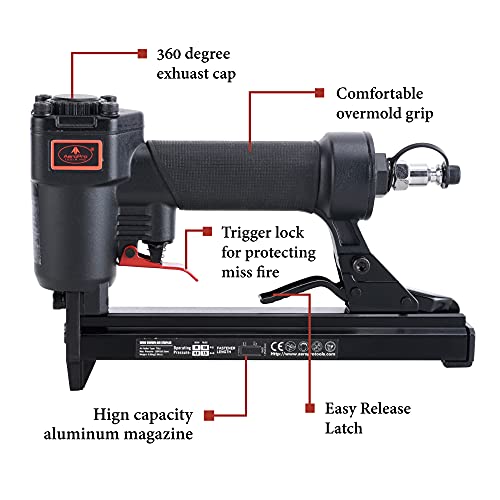 Image of AEROPRO Tools T50J 20 Gauge Wide Crown Air Stapler Pneumatic Staple Gun, 1 /4-Inch to 9 /16-Inch Upholstery Stapler for Upholstering, Woodworking and DIY Projects