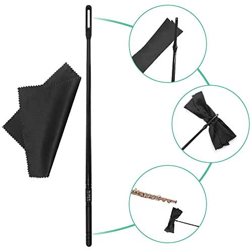 2 Sets Flute Cleaning Kit, Dakuan Clarinet Swab, 6 Pcs Flute Cleaning Cloth, Flute Cleaning Cloth For Inside, Flute Cleaning Polishing(Black) #TOP1