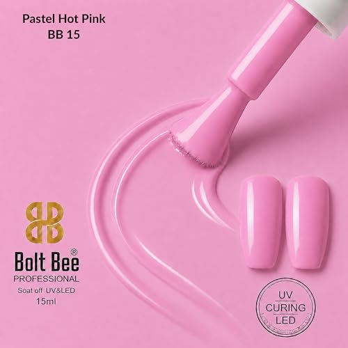 Image of Bolt Bee Paster Hot Pink Color Gel Nail Polish Soak Off UV Gel DIY at Home 15ML Manicure Salon Nail Art