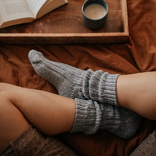 MOUNTREX Alpaka Wollsocken für Damen und Herren, 2 Paar in Grau/Dunkelgrau, Größe 47-50 – Bild 2